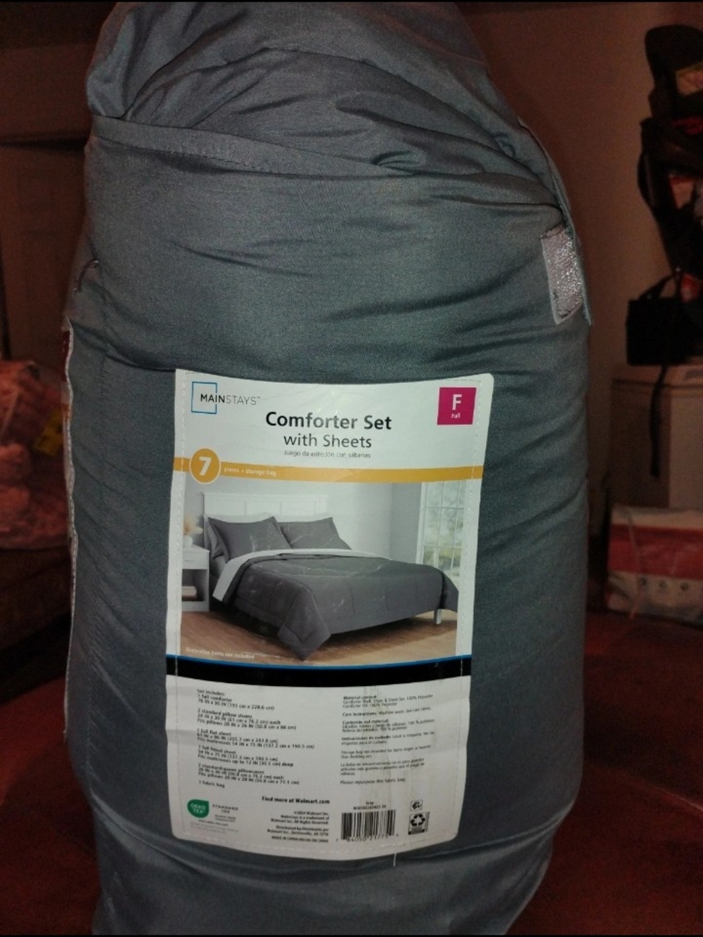 ( New ) Mainstays Gray Comforter Set with Sheets - Full/Queen Look